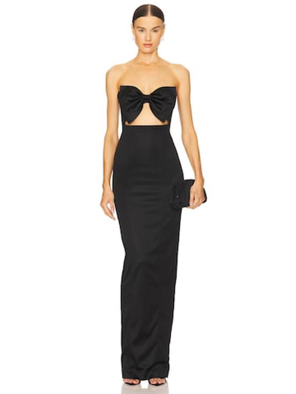 SAU LEE Esther Gown in Black maxi